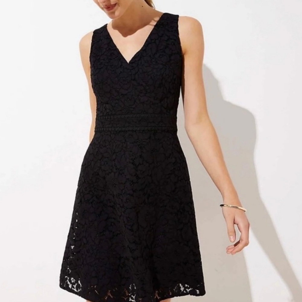 Loft Black Lace Sleeveless Cocktail Dress Size 4